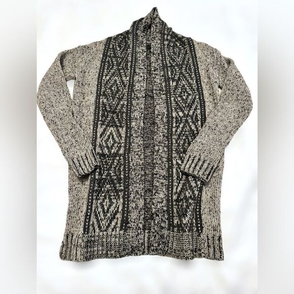 Anthropologie Kaisely Midi Chunky Wool Blend Open Cardigan Sweater Gray Size M - Picture 2 of 12